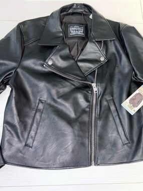Levi's Black Faux Leather Asymmetric Moto Jacket - Women